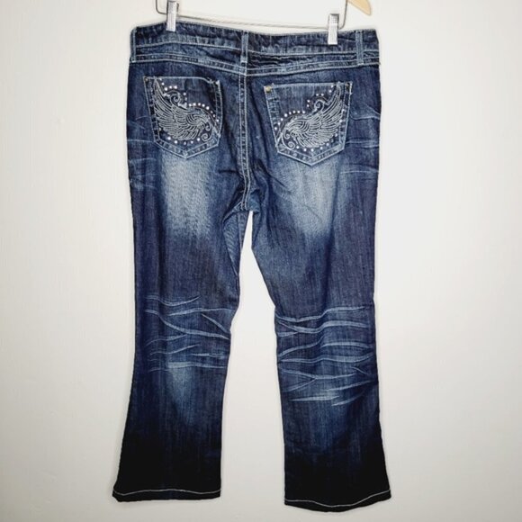 Wrangler Rock 47 Ultra Low Rise Dark Wash Jeans - Picture 2 of 8